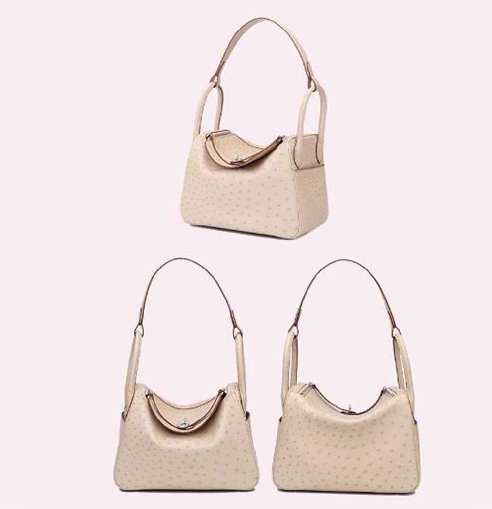 YBQ Fashion Beige Noble Leather Handbag Casual Shoulder Bag Women Ladies Fashion Handbags 29.5 21 15.9cm Pretty