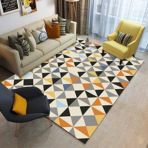 Modern Carpet Designer Antiskid Triangle Gray Black Blue Yellow 7MM Easy Care, Living Room Bedroom Home Carpet Cushion Computer Chair,160x230cm