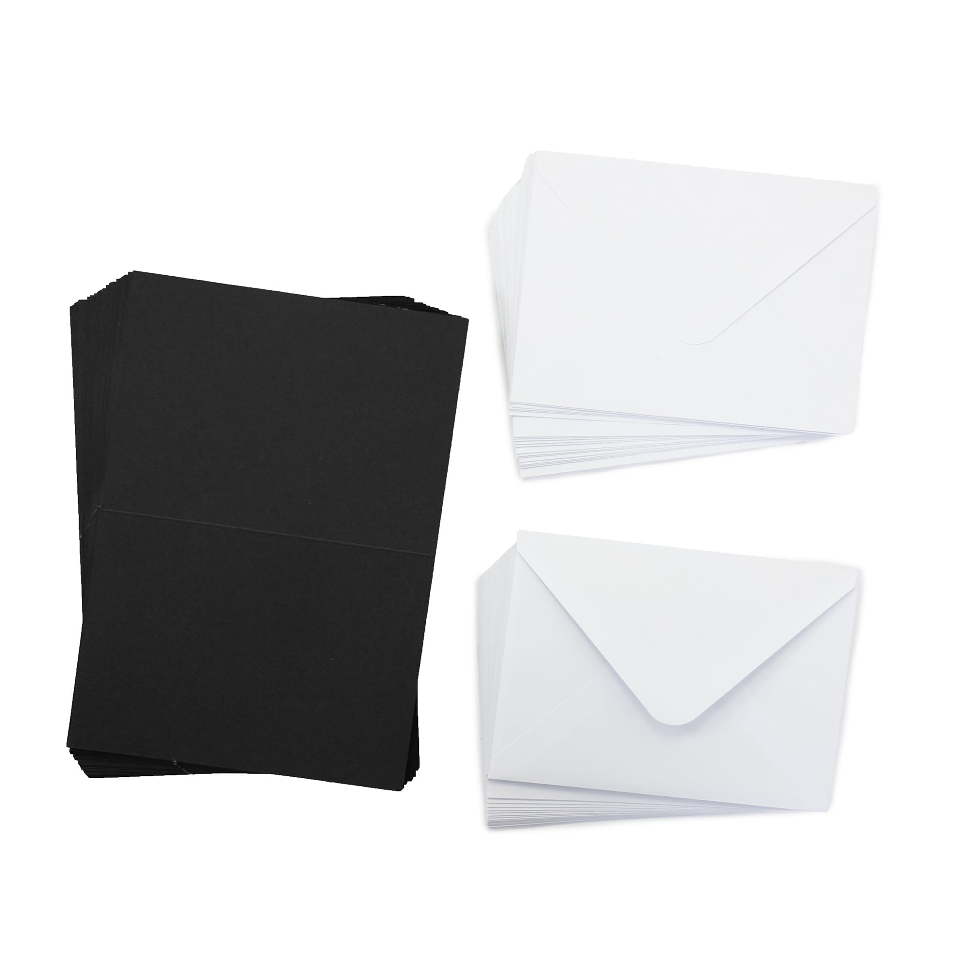 Crafter's Companion - A6 Black Card & White Envelopes - Pack of 100 - Includes 50 Black Card Blanks & 50 White Envelopes - Greate for a Variety of Occasions