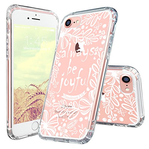 iPhone 7 Case, iPhone 7 Case for Girls, MOSNOVO White Floral Flower Clear Design Pattern Printing Transparent Plastic Back TPU Bumper Protective Cover for Apple iPhone 7 (4.7 Inch) – Always Be Joyful