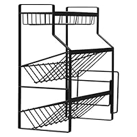 GANZAO Kitchen Seasoning Storage Rack, Carbon Steel Three-Layer Design Items Classification Shelf Oblique Design Easy to Hold Steady Without Shaking (Color: Black)