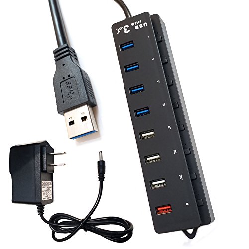 8 Port USB Hub, 4 PortsÂ SuperSpeed USB 3.0 Data Hub + 3 High Speed USB 2.0 Data Ports +Â 1 Smart Charging PortÂ ( 5V/Max.2A ) and Comes With a 5V-2A Adapter