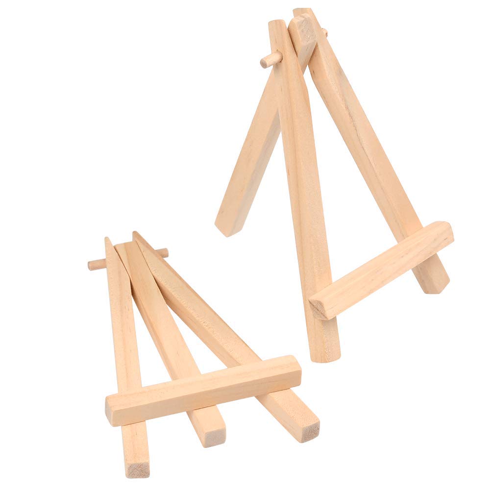 JAOMON 10 Pcs Mini Wooden Display Easel Stand Small Art Desktop Easel Stand for Displaying Wedding Business Card Painting Craft Drawing Photos 12.5 x 7cm