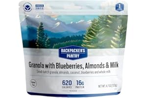 Backpacker's Pantry Granola with Blueberries Almonds & Milk - Freeze Dried Backpacking & Camping Food - Emergency Food - 16 Grams of Protein, Vegetarian