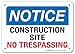 No Trespassing Construction Site Sign - Construction Safety Signs - 7