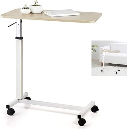 Amazon Com Overbed Bedside Table Medical Adjustable Table With Wheels Liftable Movement Bed Patient Mobile Dining Table Laptop Desk Sports Outdoors