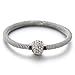 Stainless Steel Bangle Bracelet with Cubic Zirconia and Magnetic Clasp