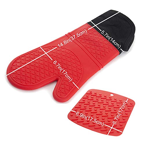 image for HmiL-U Oven Mitts | Pot Holders-1 Pair Extra Long Heat Resistant up to