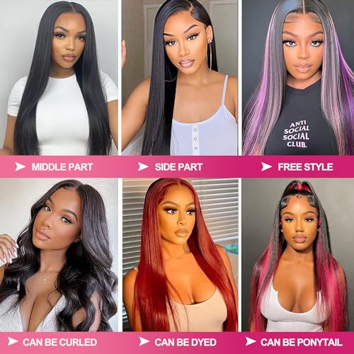 Btomar 30 Inch 13x6 Lace Front Wigs Human Hair 200 Density Straight HD Lace Front Wigs Pre Plucked Straight Glueless Human Hair 13x6 HD Frontal Human Hair Wig for Women