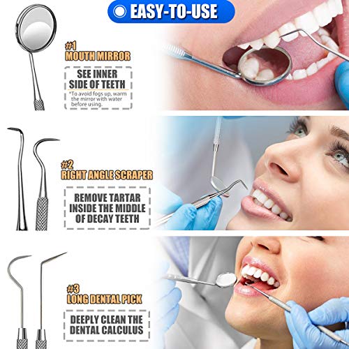 Dental Tools, 10 Pack Professional Plaque Remover Teeth Cleaning Tools Set, Stainless Steel Oral Care Hygiene Kit with… - Image 4
