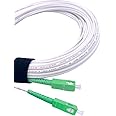 Elfcam® - 5m/16.4ft Fiber Optic Cable SC/APC to SC/APC Simplex Singlemode 9/125μm LSZH, Patch Cord Cable for FTTH, White Color, 5 Meter