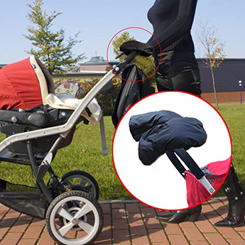Stroller Hand Muff, Picowe 2Pack Pram Pushchair Gloves, 11.8"×6"Inches Waterproof Anti-Freeze Hand Warmer Gloves for Parents and Caregivers, Fixed on Baby Stroller(Black)