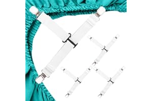 MENDENG Bed Sheet Straps Queen Fitted Sheet Straps Sheet Holders for Corners King Size Mattress Straps Suspenders Gripper White 4P