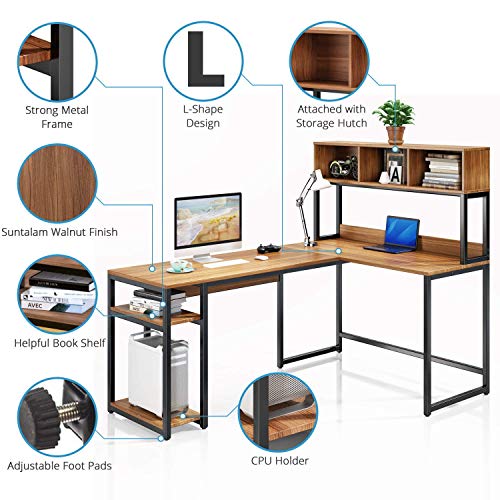 VIPEK LShaped Desk with Hutch, 69" Large Computer Desk Gaming Table PC