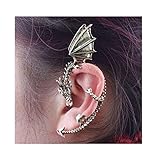 Fashion Earrings Classic Dragon Ear Wrap Cuff Earring Punk Rock Left Ear (antique silver)