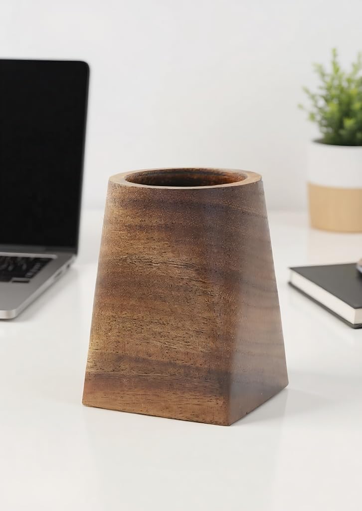 Photo 1 of ccsxqy Solid Black Walnut Pen Cup Holder, 3x3x4.7in | Durable Whole Piece Wooden Desktop Organizer for Pens & Pencils, Ideal Office Desk Supplies for Home and Workplace