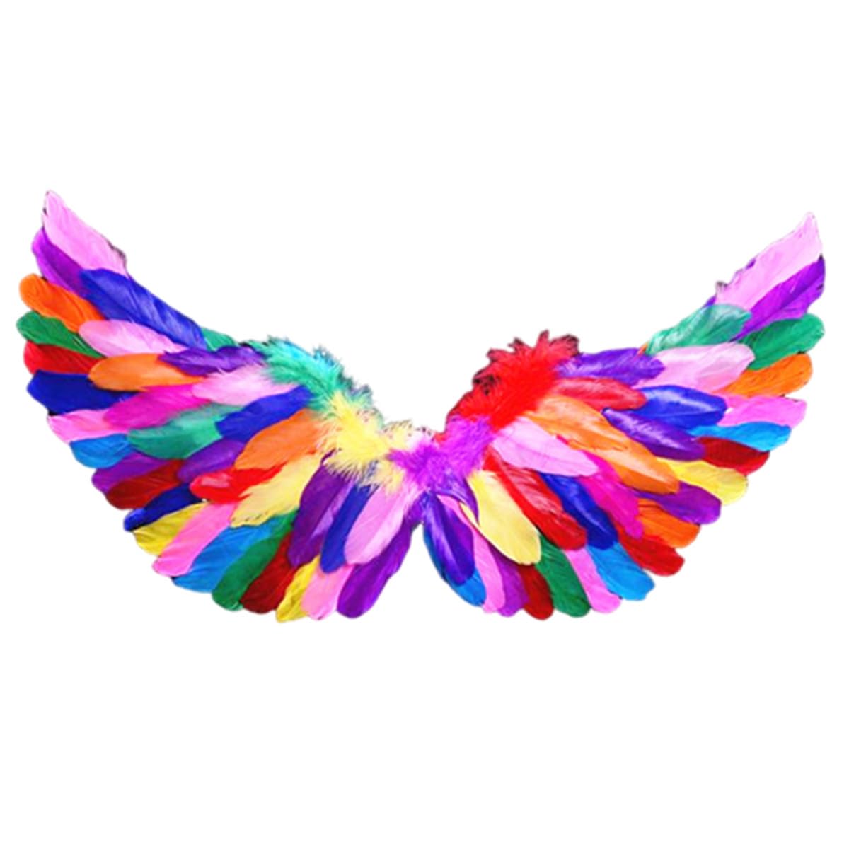 Morices Colorful Angel Wings for Kids, 60cm x 35cm Fairy Wings for Girls Cosplay Photo Props, Colored Fancy Feather Wings for for Halloween Birthday Christmas Carnival Themed Party Dress Up Props