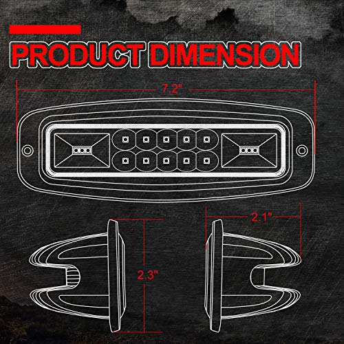 Flush Mount LED Lights, OFFROADTOWN 2Pcs 7'' 96W LED Pods Flush Driving lights Spot Flood Combo LED Work Light Bar Super Bright Fog Lights for Truck Jeep utv 4x4 Boat Grill Mount, 3 Years Warranty