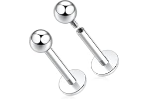 GAGABODY G23 Titanium 16G 6/8/10mm Clear CZ/Opal Internally Threaded Labret Monroe Lip Studs 6mm Helix Cartilage Tragus Earring Piercing