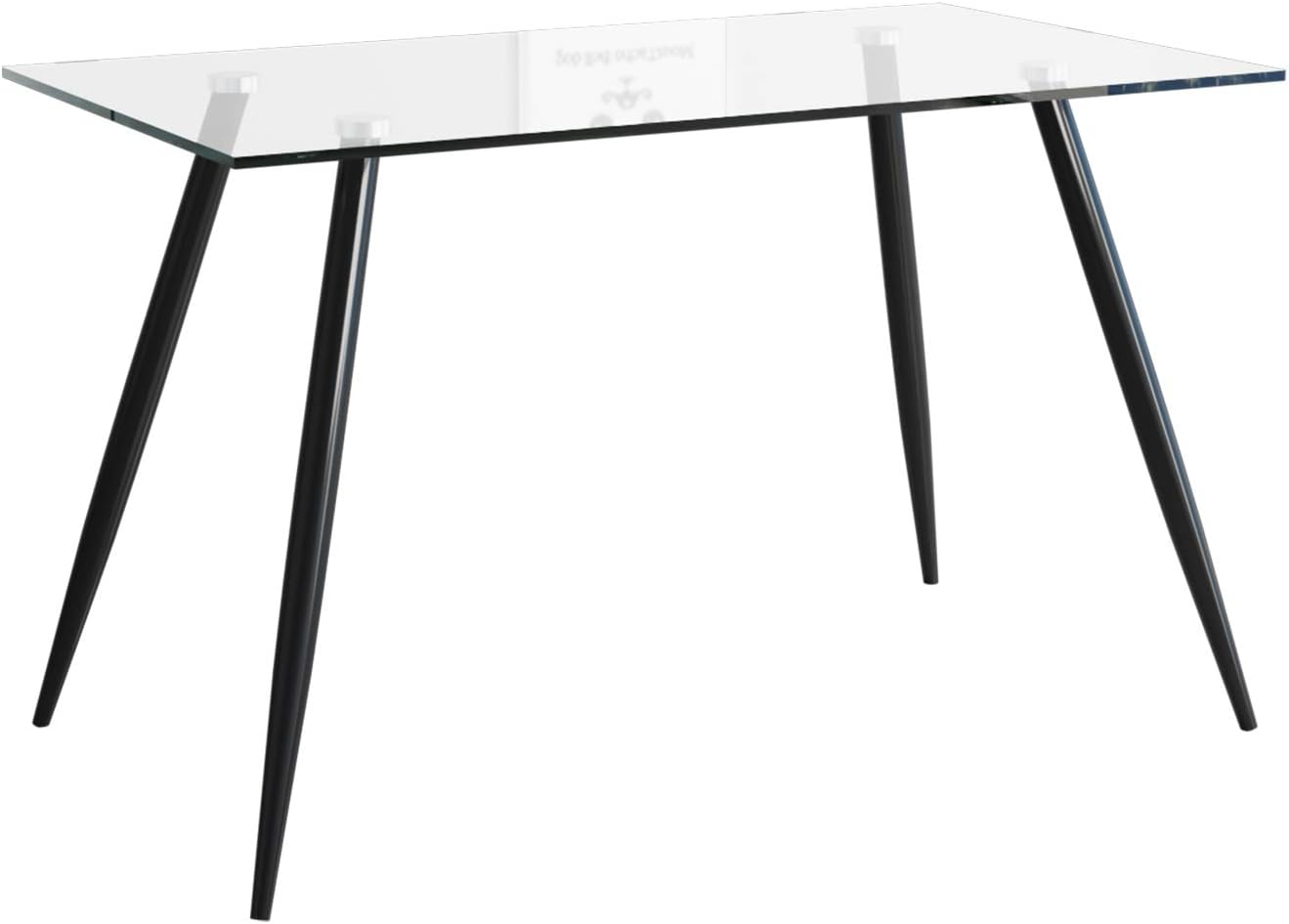 jeffordoutlet Dining Table, Kitchen Rectangular Tempered Glass Top with