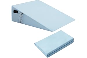 INVGEEXI Baby Blue Bed Wedge Pillow Cover with Side Pocket, Soft & Breathable Microfiber Wedge Pillow Case Cover with Zipper,