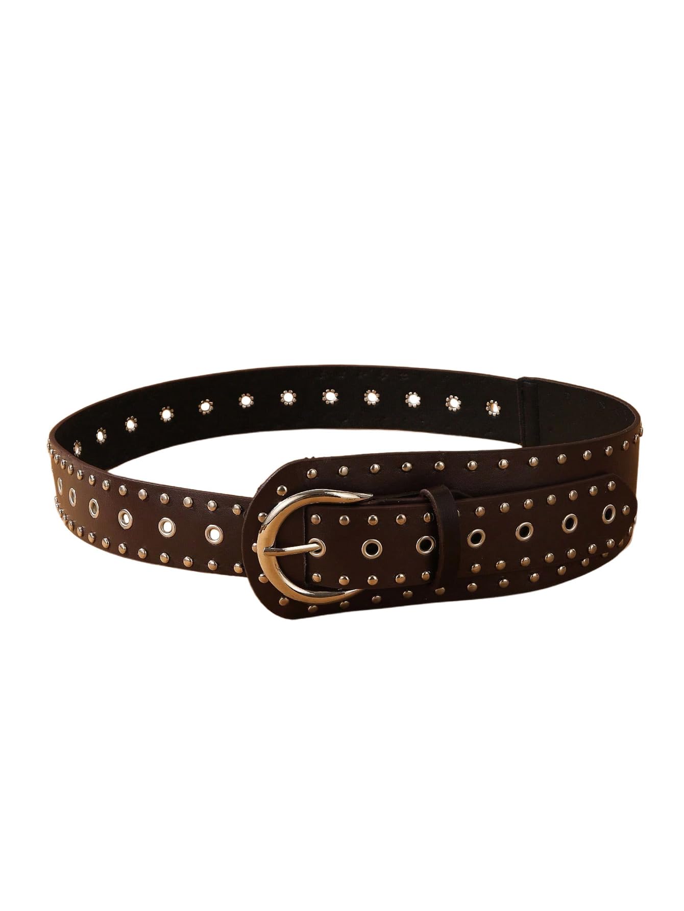 Photo 1 of Verdusa Women's Studded Belts Y2k Belt Punk PU Leather Vintage Rave Western Cowgirl Belts Coffee One Size
