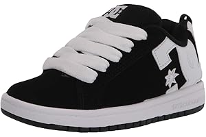 DC Boys' Court Graffik Skate Shoe, Black/White, 12 M US