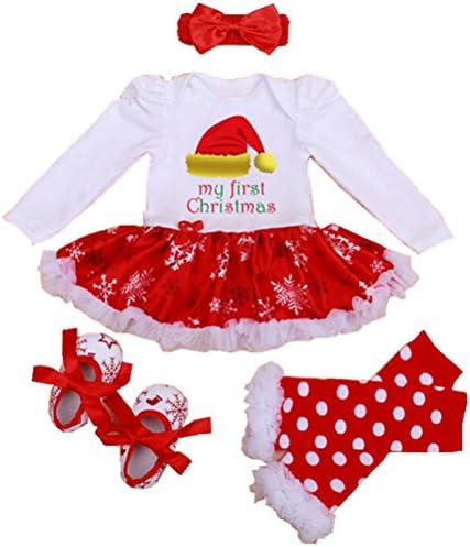 Sallyshiny Christmas Costume Newborn Baby Girl Romper Dress Outfit Bodysuit Tutu Skirt Clothes 4pcs/Set Party Dresses…