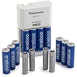 Panasonic K-KJ17MZ104A eneloop Power Pack; 10AA, 4AAA, and Advanced Battery Charger (battery color may vary)