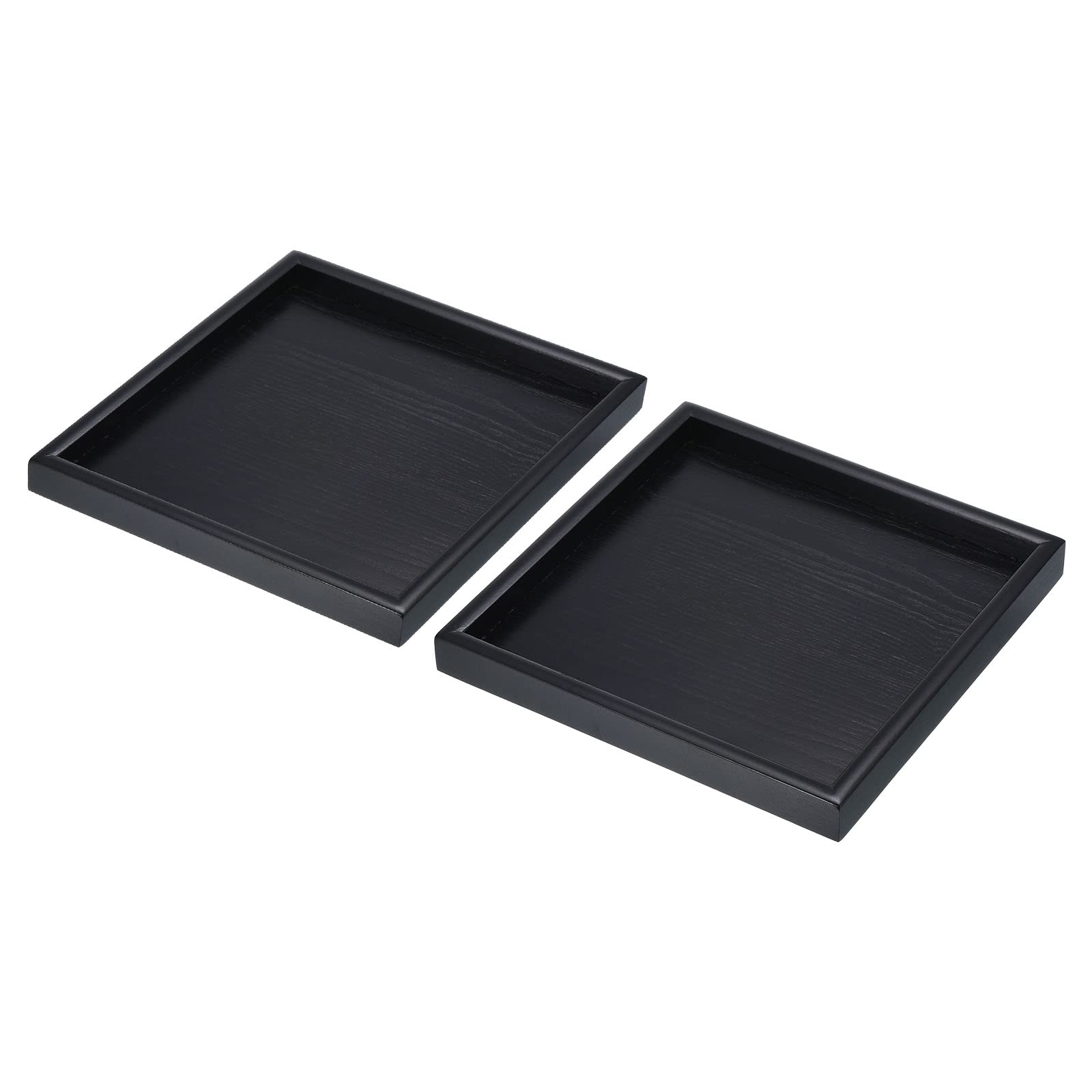 PATIKIL Wood Serving Tray 9 Inch, 2 Pack Square Decorative Platter for Home Decor Kitchen Table Candle Holder, Black