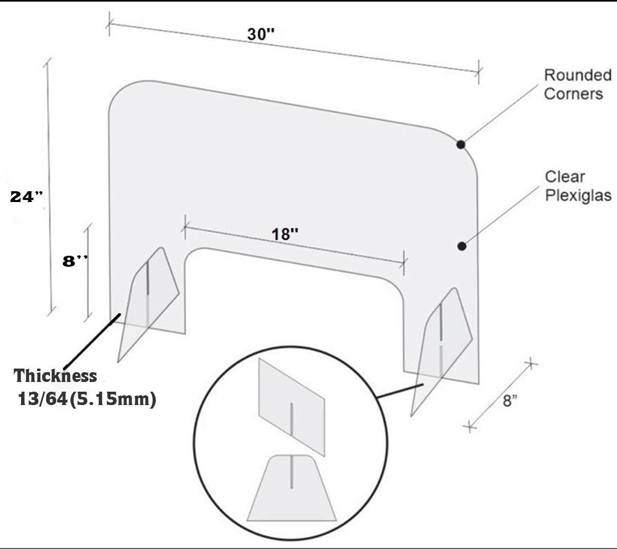 Plexiglass Acrylic Sneeze Guard Shield for Counter 30x24 | Countertop Reception Desk Plastic Protection Barrier Cashier Checkout Countertop Store Manicure Table Thickness 3/16" Made in USA: Kitchen & Dining