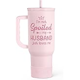 SANDJEST Gift for Wife from Husband, Funny Insulated Stainless Steel Tumbler 40oz with Handle and Straw - Travel Coffee Mug Gift for Wifey on Wedding Anniversary Christmas Birthday Valentine