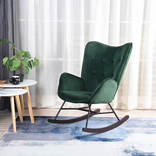 grey velvet rocking chair