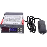 Temperature Control 110V - 220VAC Digital Display Temperature and Humidity Controller Meter with Integrated Sensor(110-220VAC)