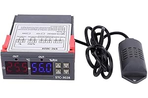 WALFRONT STC-3028 Temperature Control 12V/24V/110V /220V Digital Display Temperature and Humidity Controller Meter with Integrated Sensor(110-220VAC)