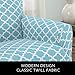 Home Fashion Designs Printed Twill Sofa Slipcover. One Piece Stretch Couch Cover. Strapless Sofa Cover for Living Room. Brenna Collection Slipcover. (Sofa, Sky Blue)