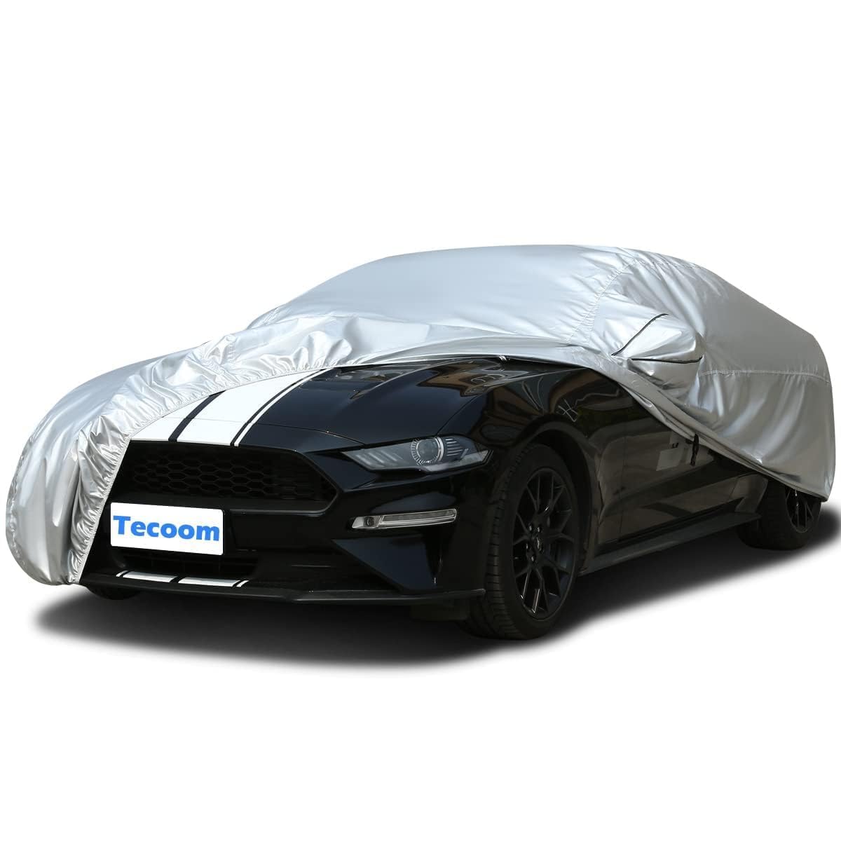 Photo 1 of Tecoom Hard Shell Car Cover Waterproof UV-Proof Windproof for All Weather Indoor Outdoor Without Door Zipper & Mirror Pockets Fit 173-182 Inches Length Coupe/Convertible/Sport Car