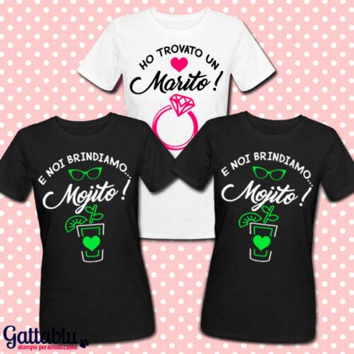 festa di Addio al Nubilato Ho trovato un marito Set 3 t-shirt donna sposa E  noi brindiamo mojito Idea regalo per festeggiare insieme amiche o damigelle  Hen Party! Magliette urban-earth.co.uk
