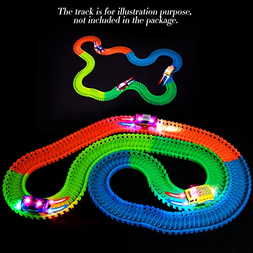 Aster Track Cars Replacement Only Light Up Toy Cars with 5 Flashing LED Lights Toys Racing Car Track Accessories Compatible with Most Tracks for Kids, Boys, Girls Best Gifts 3Pack
