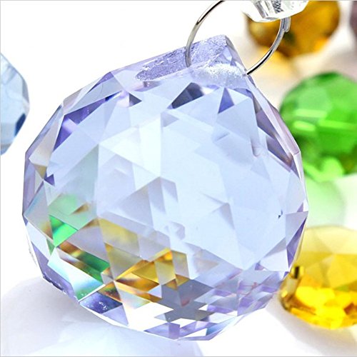 Oun Nana Clear 50mm Glass Crystal Ball Prism Pendant Faceted Chandelier Crystal Parts Hanging Pendant Lighting Ball Suncatcher Wedding Home Décor - Thumbnail 2