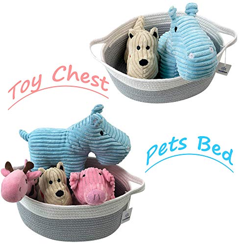 Iceblue Natural Cotton Rope Clutter Organizer Toy Chest Pet Bed Pet Toy Box