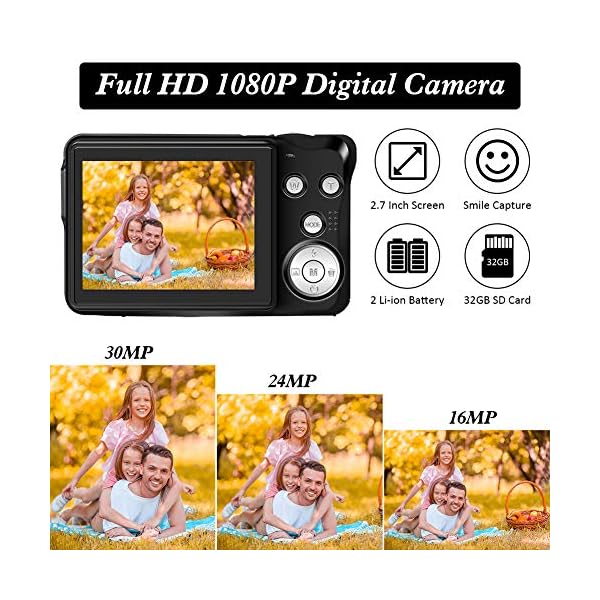 Digitalkamera Fotoapparat Digitalkamera 30 MP 1080P Kompaktkamera 8X Digital Zoom-Minikamera 2,7-Zoll-LCD… – Bild 3
