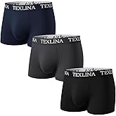 TEXLINA Men's Cotton Boxer Briefs, 95% Cotton 5% Spandex, Soft Breathable Stretch Trunk Underwear, M-3XL, 3 Pack