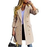 IDEALSANXUN Womens Fall Winter Wool Coats Double Breasted Midi Peacoat Trench Coats