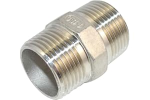 Megairon 1" x 1" NPT Male Threaded Hex Nipple,Stainless Steel 304 Quick Coupler Pipe Fitting