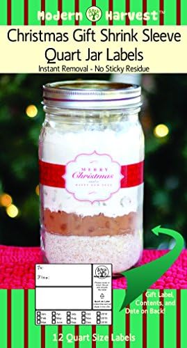 Modern Harvest Christmas Classic Ribbon Heat Shrink Home Canning Labels (Quart)