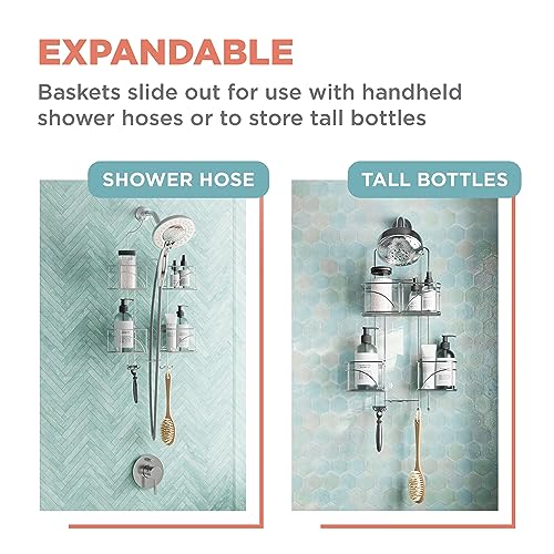 Zenna Home Hanging Shower Caddy, Over the Shower Head Bathroom Storage