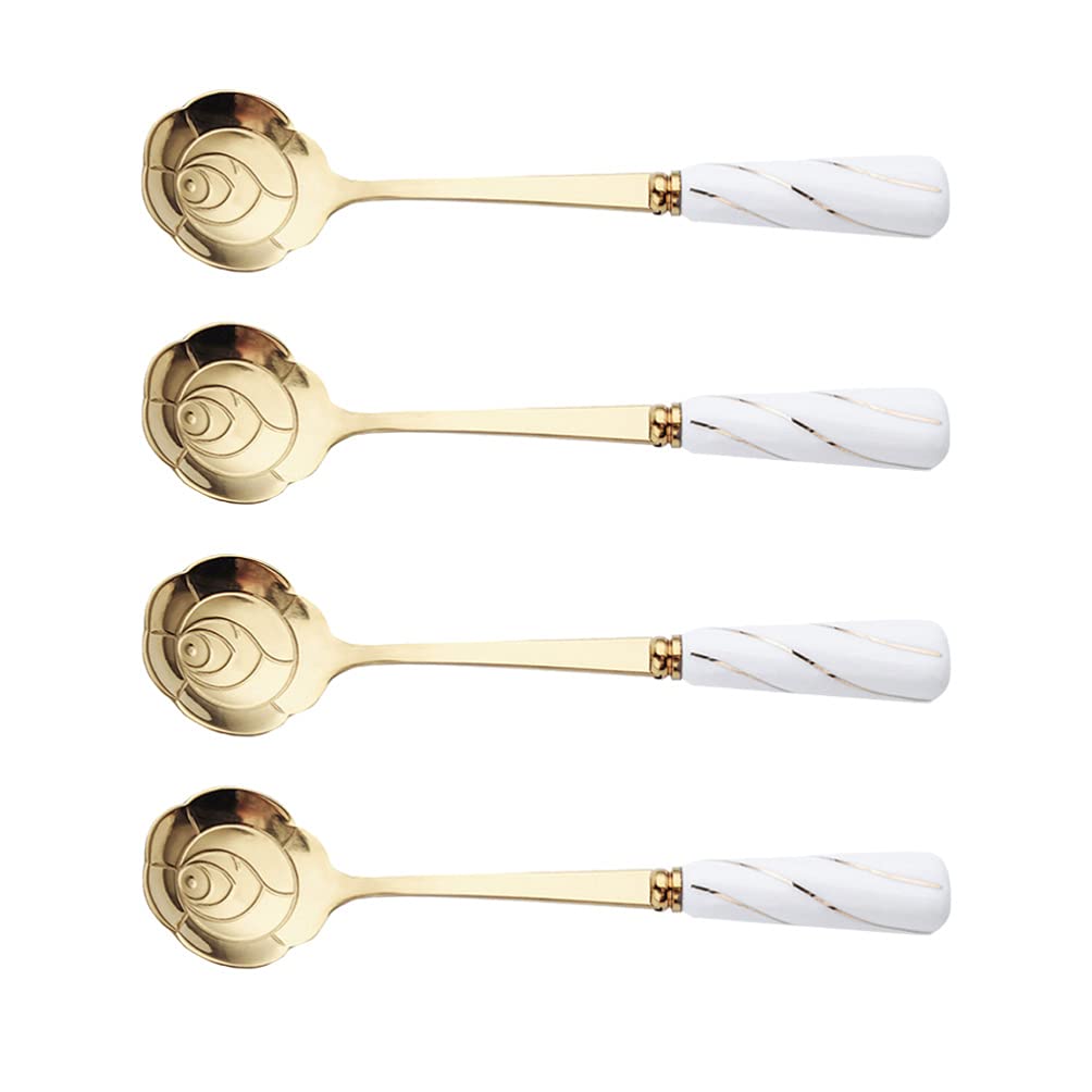 Buy UPKOCH 4pcs Cake Spoon Flower Shaped Stirring Spoon Stainless