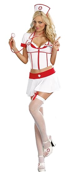 aimerfeel Womans sexy Krankenschwestern-Outfit in weiß und rot 34-40