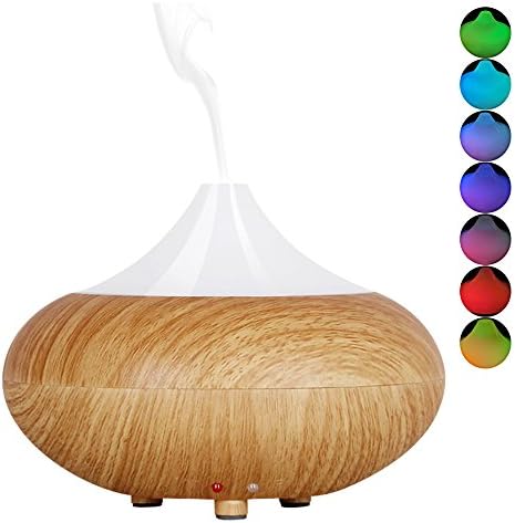 ZENQAI Mini Diffuser Yellow Wood Grain Cool Mist Auto Off Humidifier for Office Home Room Study Yoga Spa 7 Color Light , 140 Milliliters